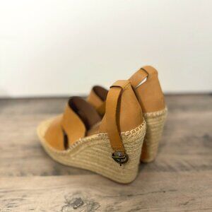 NWT- Tan Leather Wedge Sandals